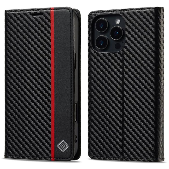 LC.imeeke - LC.IMEEKE iPhone 16 Pro Max Plånboksfodral Konstläder - Svart