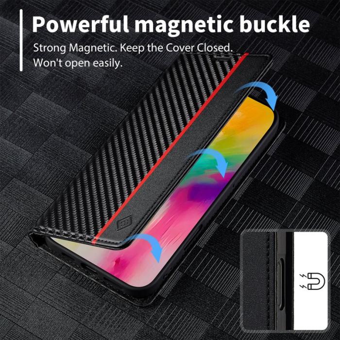 LC.imeeke - LC.IMEEKE iPhone 16 Pro Max Plånboksfodral Konstläder - Svart