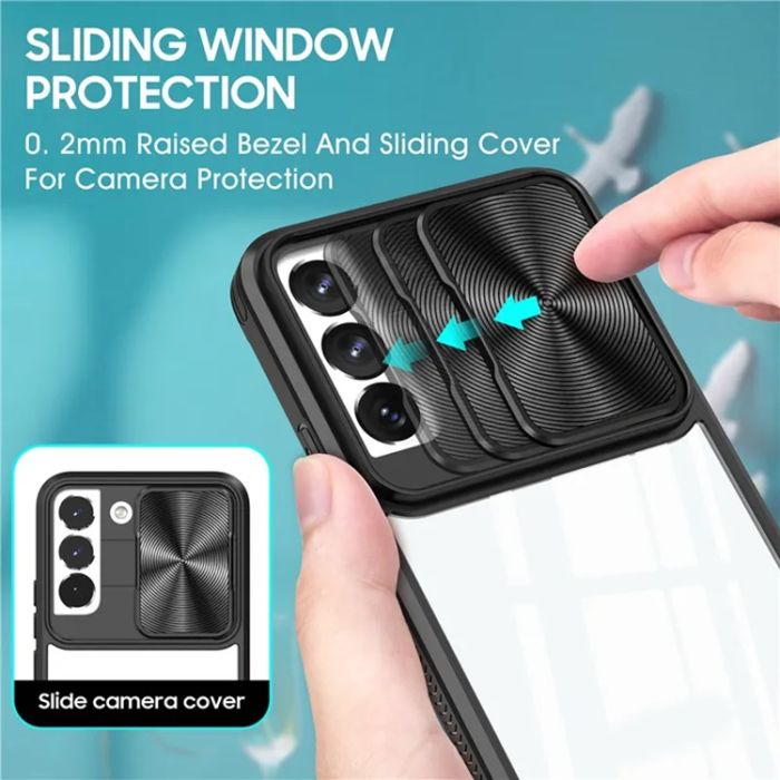 OEM - Galaxy S22 5G Mobilskal 360 Kamera Slider - Svart