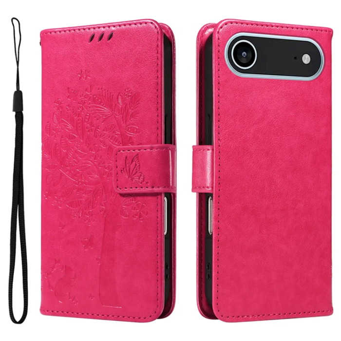 A-One Brand - iPhone 17 Air Plånboksfodral Tree Pattern - Rosa