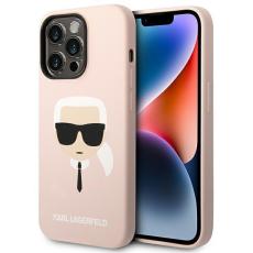KARL LAGERFELD - Karl Lagerfeld iPhone 14 Pro Skal Czarny Silicone Karl`s Head - Rosa