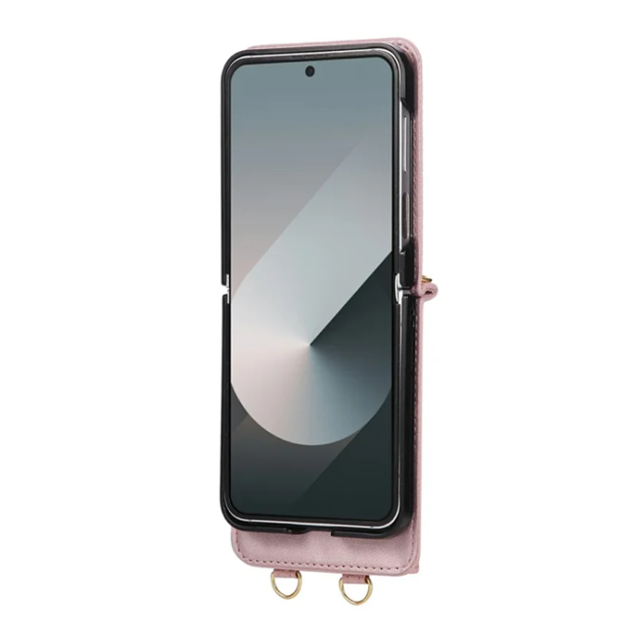 A-One Brand - Galaxy Z Flip 7 5G Mobilskal Korthållare Kickstand Rhombus - Rosa