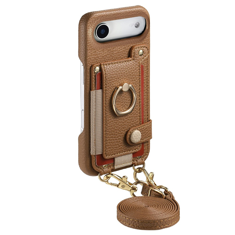 iPhone Air Mobilskal med Korthållare Ring Kickstand - Brun (Brun) | 2353 | AlltMobil