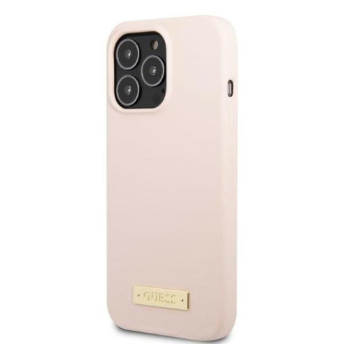 Guess - Guess iPhone 13 Pro Skal MagSafe Silicone Logo Plate - Rosa