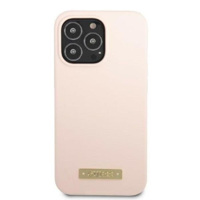 Guess - Guess iPhone 13 Pro Skal MagSafe Silicone Logo Plate - Rosa