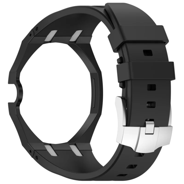 A-One Brand - Swatch Royal Pop Silikonarmband med Integrerat Skyddsskal - Svart/Vit