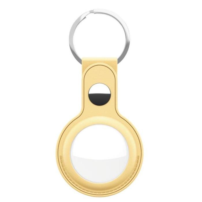 KeyBudz - Keybudz Nyckelring i Läder För AirTag 2-pack - Gul
