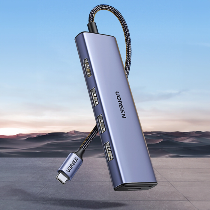 Ugreen - Ugreen 6in1 HUB USB-C Till HDMI, SD/TF Kortläsare, 3xUSB-A 3.0