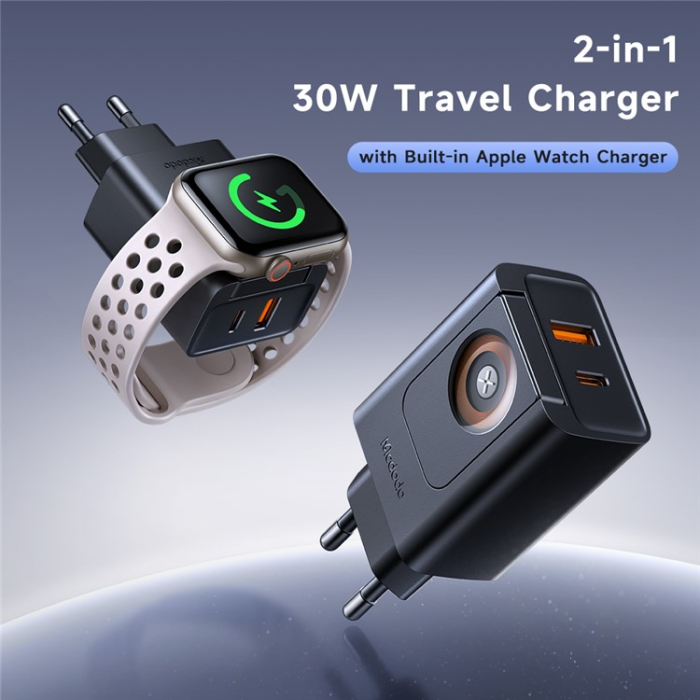 MCDODO - MCDODO 2i1 Snabbladdare 30W USB-C/USB-A Smart Watch Trådlös EU