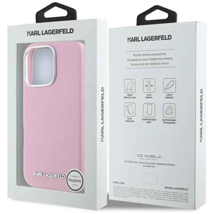 KARL LAGERFELD - Karl Lagerfeld iPhone 16 Pro Max Mobilskal MagSafe Saffiano Full Wrapped
