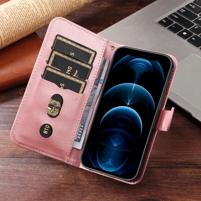 A-One Brand - iPhone 17 Pro Max Plånboksfodral Zipper - Rosa