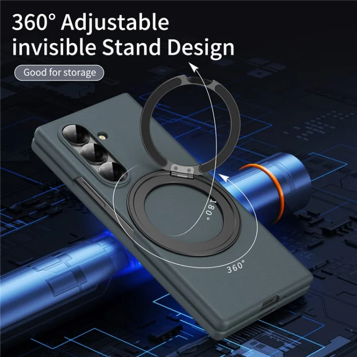 A-One Brand - Galaxy Z Fold7 5G Mobilskal Ring Kickstand Hård PC - Grön