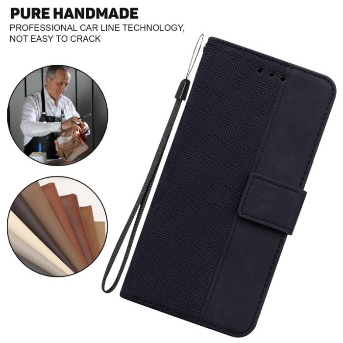 OEM - Samsung Galaxy S26 / S26 Pro Fodral Geometriskt Mönster Äkta Läder - Svart