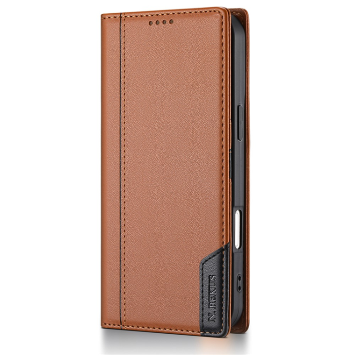 N.BEKUS - N.BEKUS iPhone 17 Plånboksfodral RFID Blocking P3 - Brun