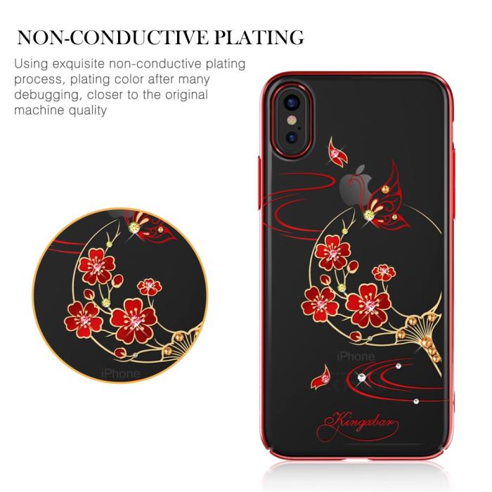 Kingxbar - Kingxbar Skal Med Swarovski Stenar till iPhone XS / X - Plum Blossom