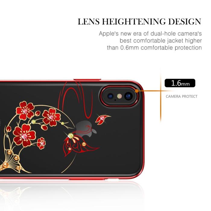 Kingxbar - Kingxbar Skal Med Swarovski Stenar till iPhone XS / X - Plum Blossom