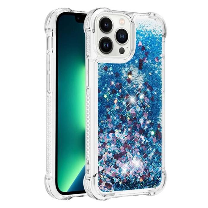 OEM - iPhone 14 Pro Skal Liquid Floating Glitter - Blå