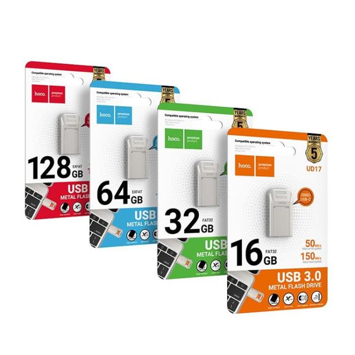 Hoco - Hoco Pendrive 128GB USB-A, USB-C UD17 USB 3.0 - Pärl Nickel