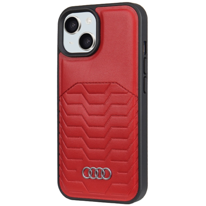 Audi - Audi iPhone 15 Mobilskal Magsafe Synthetic Läder - Röd