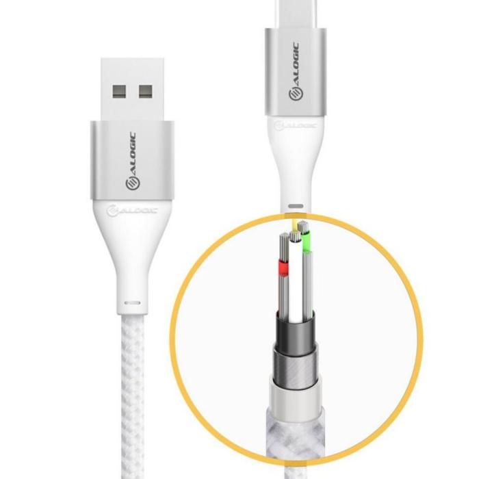 UTGATT1 - ALOGIC Ultra USB-A till USB-C kabel 3A / 480Mbps - Silver