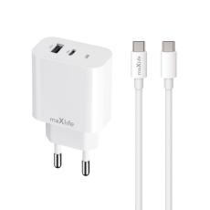 Maxlife - Maxlife Väggladdare USB/USB-C 30W med USB-C/USB-C Kabel PD QC