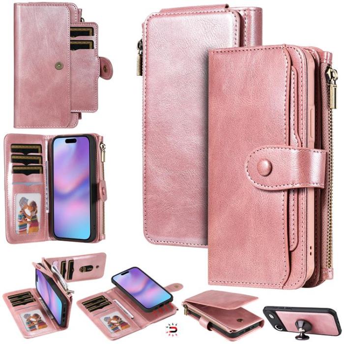 A-One Brand - iPhone Air Plånboksfodral Detachable Zipper - Roséguld