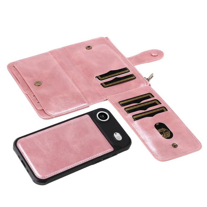 A-One Brand - iPhone Air Plånboksfodral Detachable Zipper - Roséguld