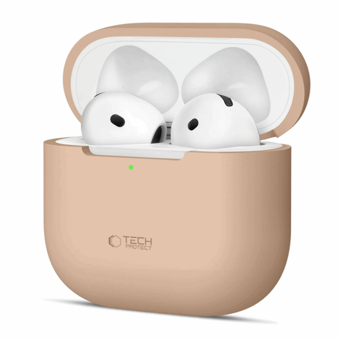 Tech-Protect - Tech-Protect AirPods 4 Skal Silikon - Cafe Latte