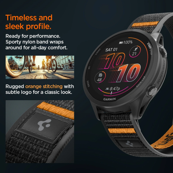 Spigen - Spigen Armband För Garmin Quick Release 22mm Active Athlex Air - Svart/Orange