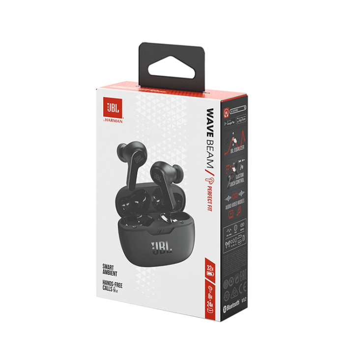 JBL - JBL In-Ear Hörlurar Bluetooth 5.2 IP54 IPX2 Wave Beam - Svart
