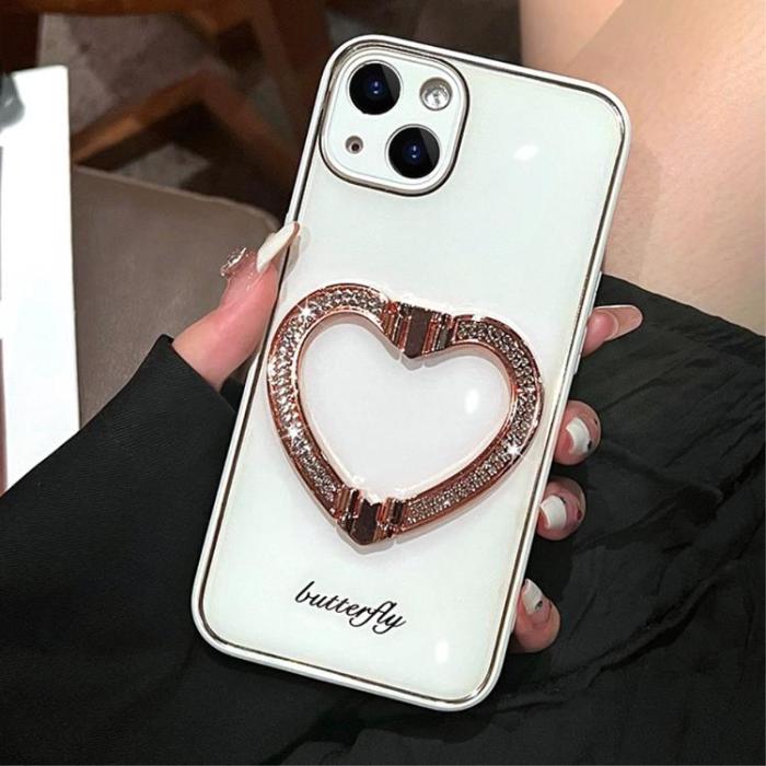 OEM - iPhone 14 Skal Heart Kickstand - Vit