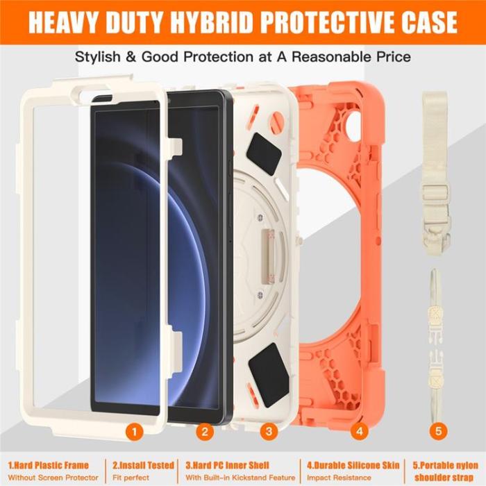 A-One Brand - Galaxy Tab A9 Skal Kickstand Handrem Med Axelrem - Orange