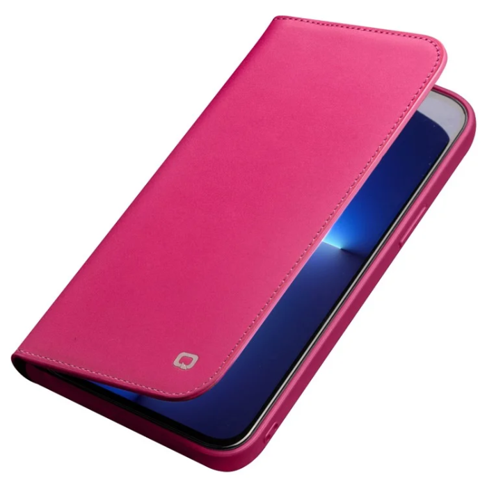 QIALINO - Qialino iPhone 13 Pro Plånboksfodral Äkta läder - Rosa