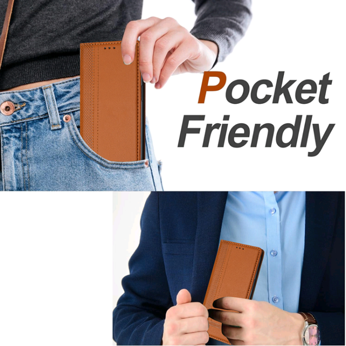 A-One Brand - Galaxy S26 Ultra Plånboksfodral L-Shaped Grid Pattern - Brun