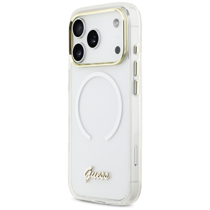Guess - Guess Mobilskal För iPhone 17 Pro Max MagSafe IML Gradient Script Metal - Vit