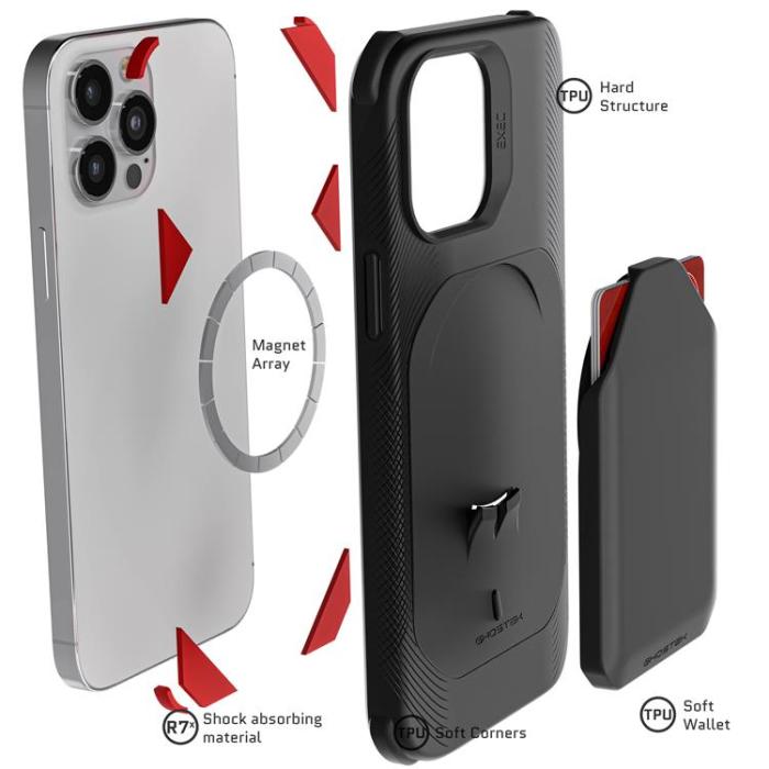UTGATT5 - Ghostek Exec 5 Magnetic Wallet MagSafe Skal iPhone 13 Pro Max - Svart