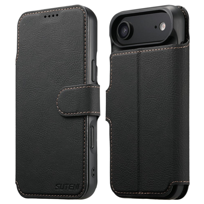 SUTENI - SUTENI iPhone Air Plånboksfodral Detachable Q-05 - Svart