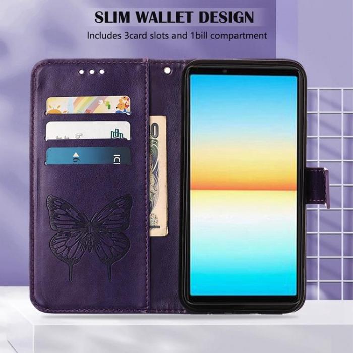 A-One Brand - Sony Xperia 10 IV Plånboksfodral Butterfly - Lila