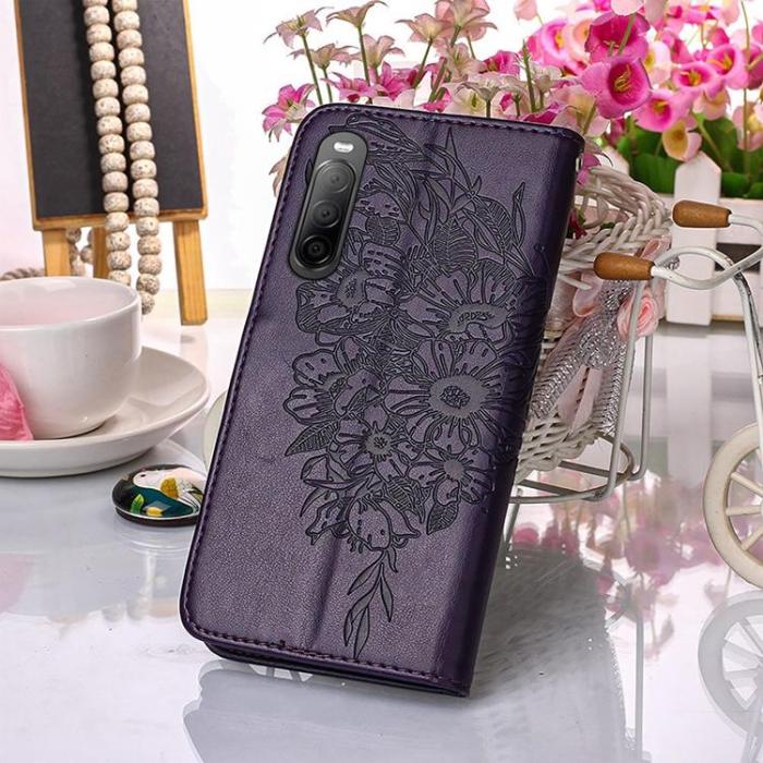 A-One Brand - Sony Xperia 10 IV Plånboksfodral Butterfly - Lila