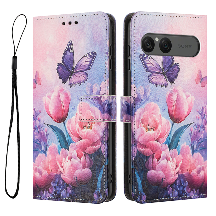 Sony Xperia 10 VII Plånboksfodral Pattern Printing - Rosa Flower | 2353 | AlltMobil