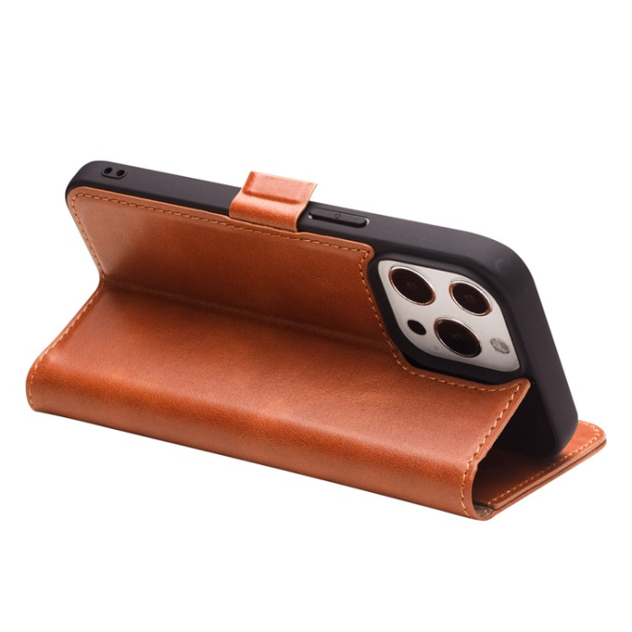 QIALINO - QIALINO iPhone 13 Pro Plånboksfodral Äka Läder Flip Folio
