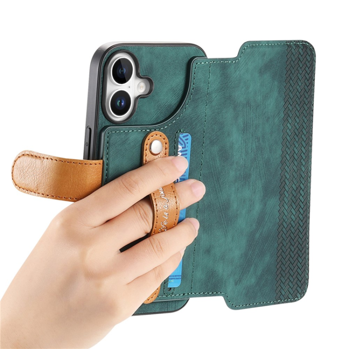 A-One Brand - Plånboksfodral För iPhone 17 Armband Kickstand - Grön