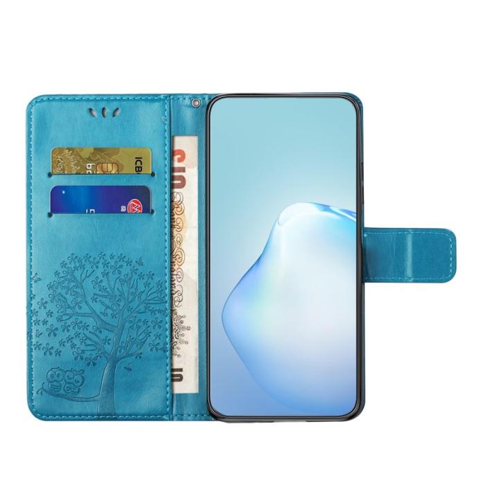 OEM - Samsung Galaxy A57 Plånboksfodral Konstläder Uggla Träd - Blå
