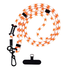 A-One Brand - Crossbody Mobilrem Lanyard Justerbar 7mm - Orange/Vit