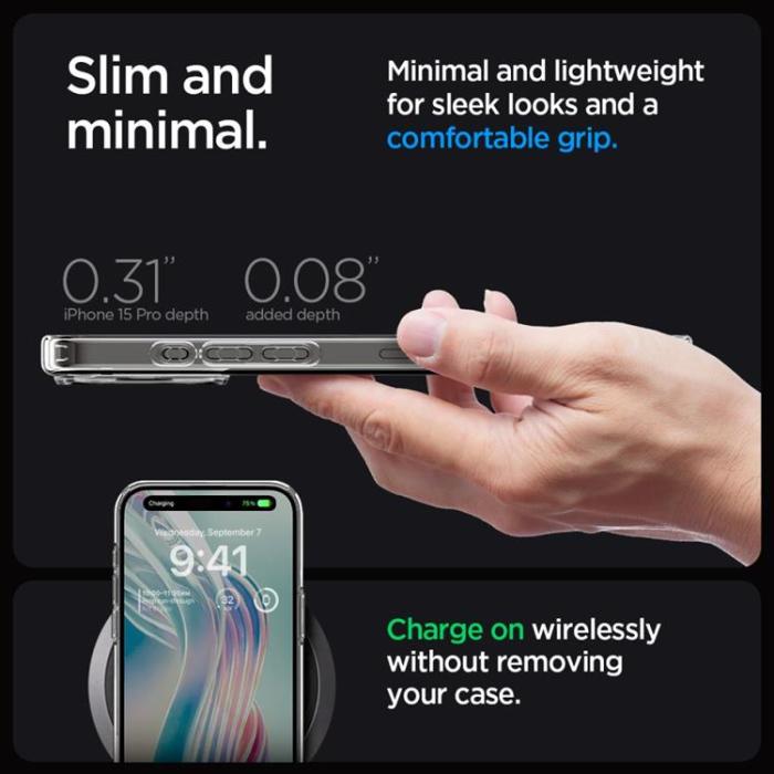 Spigen - Spigen iPhone 15 Pro Mobilskal Ultra Hybrid - Crystal Clear
