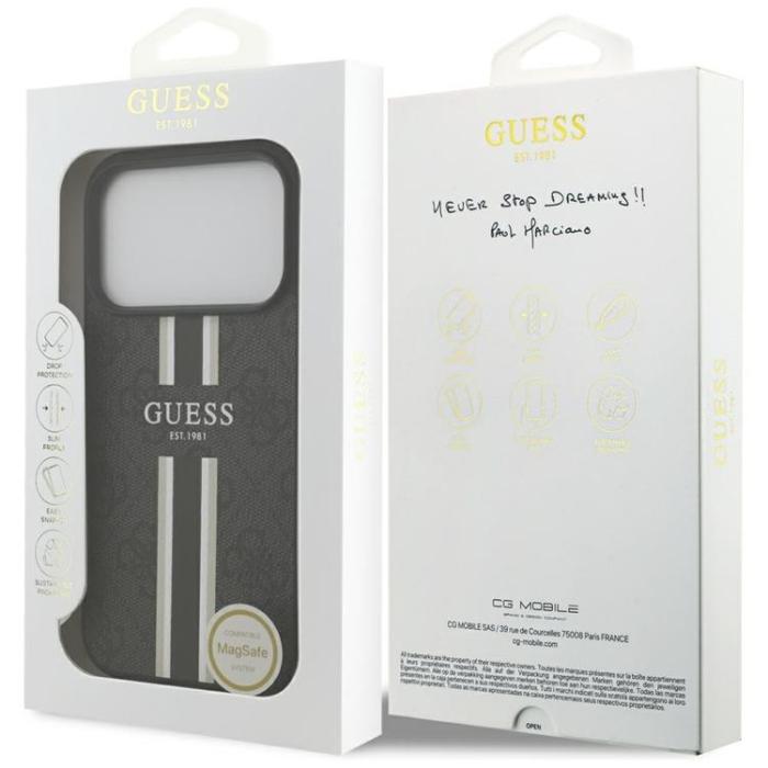 Guess - Guess iPhone 17 Pro Mobilskal MagSafe 4G Printed Stripes - Svart