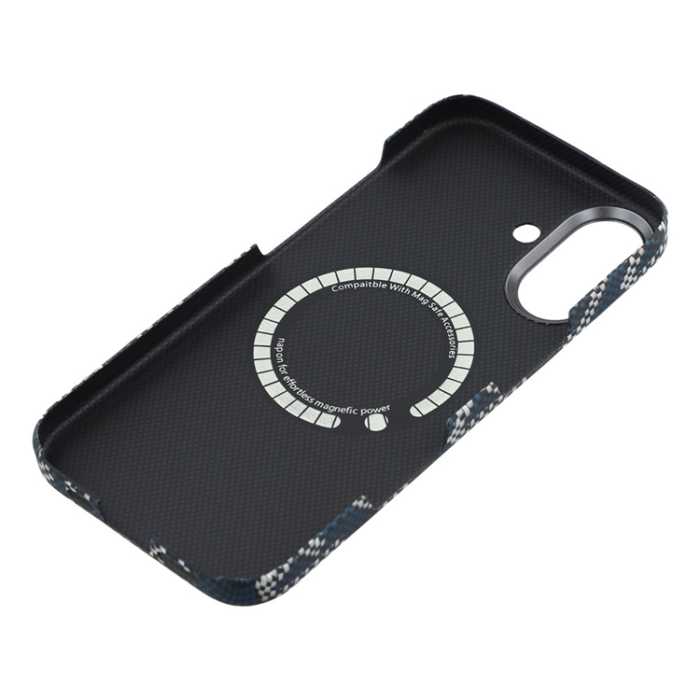 A-One Brand - iPhone 17 Mobilskal MagSafe Aramid Fiber Geometric - Blå