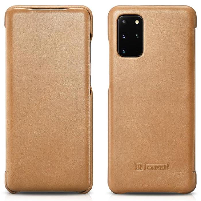 UTGATT1 - iCarer Galaxy S20 Ultra Fodral Curved Edge Äkta Läder - Guld