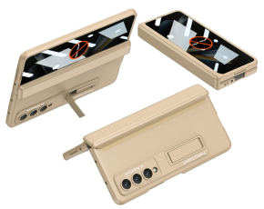 GKK - GKK Galaxy Z Fold 4 Mobilskal Kickstand med Privacy Skärmskydd - Guld