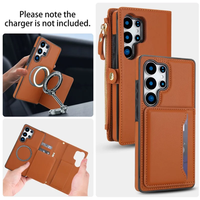 A-One Brand - Galaxy S25 Ultra Plånboksfodral MagSafe Detachable - Brun